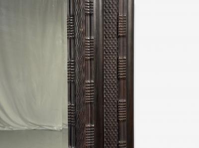 Baroque Monumental Dutch Ripple Frame Wall Mirror Ebonized Wood 19th c 