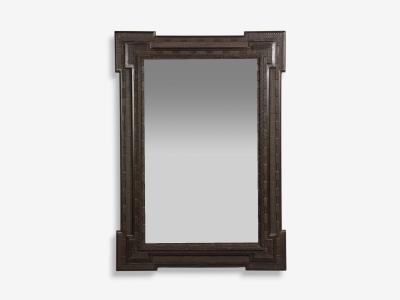 Baroque Monumental Dutch Ripple Frame Wall Mirror Ebonized Wood 19th c 