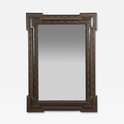 Baroque Monumental Dutch Ripple Frame Wall Mirror Ebonized Wood 19th c 