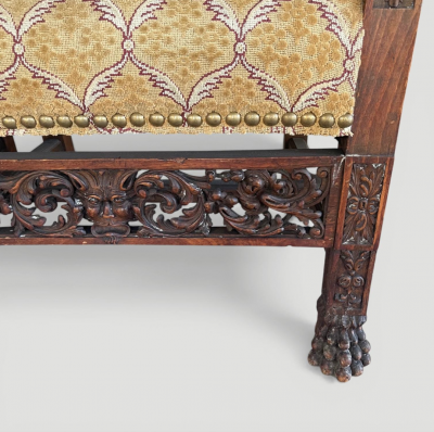 Baroque Revival Pair of Oak Armchairs