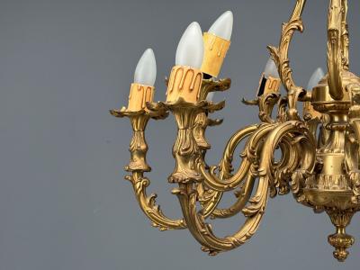 Baroque Scroll Form Chandelier Dore Bronze France 19th 20th Century