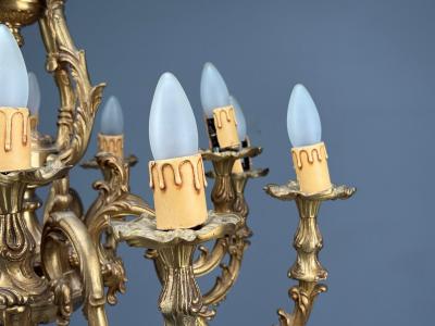 Baroque Scroll Form Chandelier Dore Bronze France 19th 20th Century
