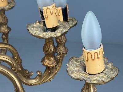 Baroque Scroll Form Chandelier Dore Bronze France 19th 20th Century