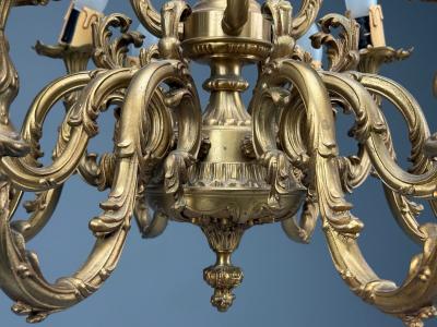 Baroque Scroll Form Chandelier Dore Bronze France 19th 20th Century