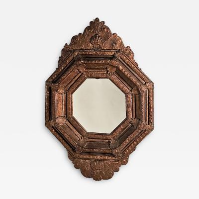 Baroque Style 19th Century Dutch Copper Repouss Mirror