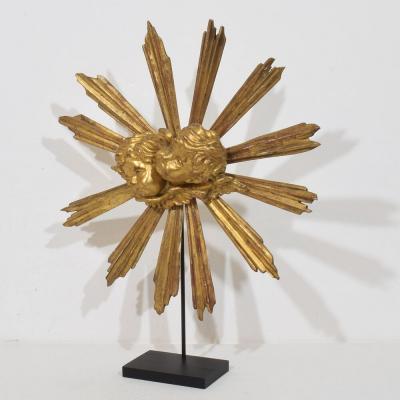 Baroque Style Giltwood Sunburst with Angelheads Italy Circa 1880 1900