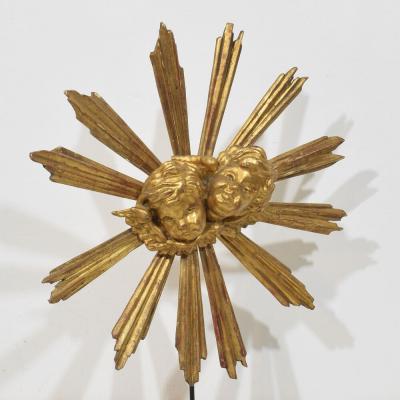 Baroque Style Giltwood Sunburst with Angelheads Italy Circa 1880 1900