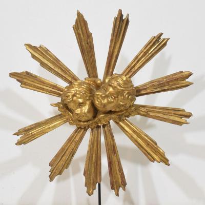 Baroque Style Giltwood Sunburst with Angelheads Italy Circa 1880 1900