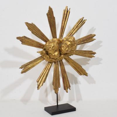 Baroque Style Giltwood Sunburst with Angelheads Italy Circa 1880 1900