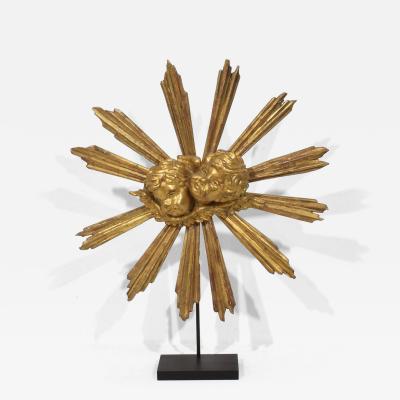 Baroque Style Giltwood Sunburst with Angelheads Italy Circa 1880 1900