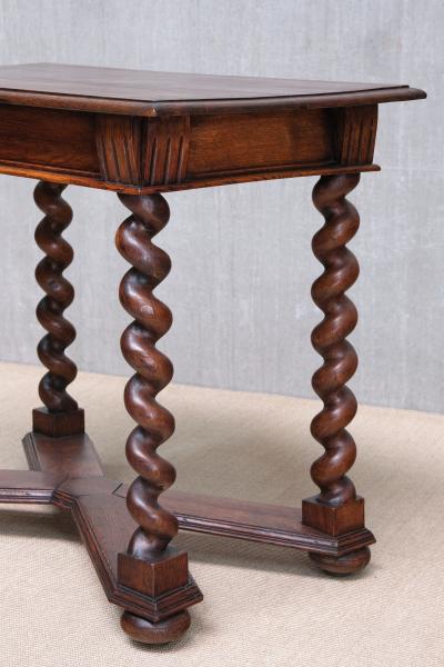 Baroque Style Oak Console Table with Twist Legs Sweden Late 19th Century