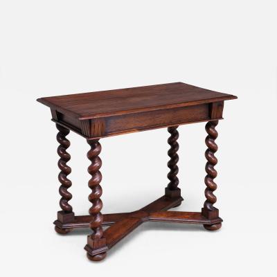Baroque Style Oak Console Table with Twist Legs Sweden Late 19th Century