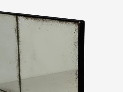 Baroque Style Rectangular Silver Wall Mirror Eglomise Glass Stained Wood