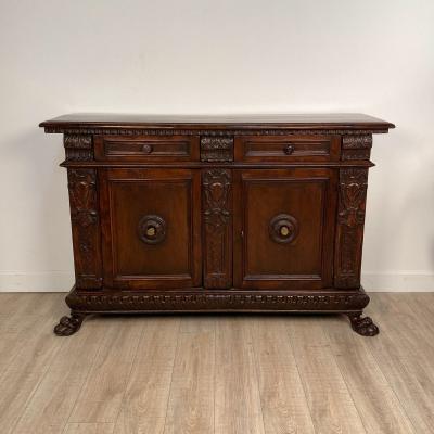 Baroque Style Walnut Credenza in 17th Century Style circa 1870