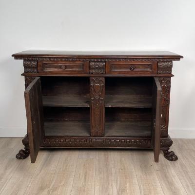 Baroque Style Walnut Credenza in 17th Century Style circa 1870