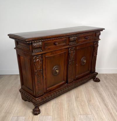 Baroque Style Walnut Credenza in 17th Century Style circa 1870