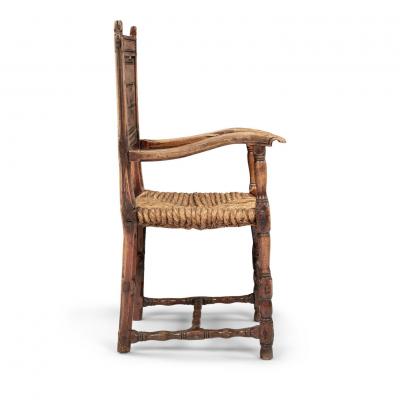Baroque Swedish Armchair Hand Carved from Beechwood and Ash