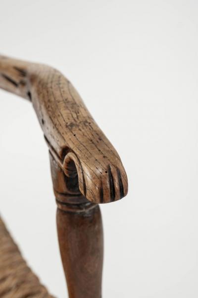 Baroque Swedish Armchair Hand Carved from Beechwood and Ash