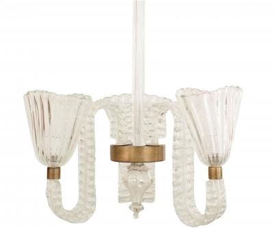 Barovier Et Toso Italian Mid Century Glass Fluted Chandelier