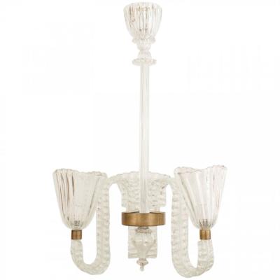 Barovier Et Toso Italian Mid Century Glass Fluted Chandelier