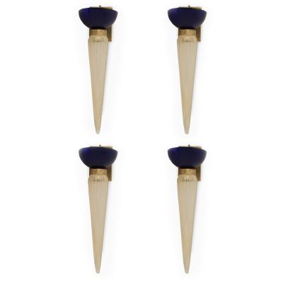 Barovier Et Toso Italian Murano Gold Dusted Glass Wall Sconces
