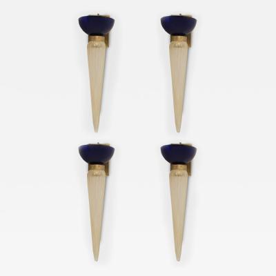 Barovier Et Toso Italian Murano Gold Dusted Glass Wall Sconces