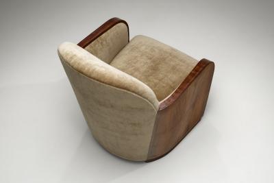 Barrel Shaped Art Deco Armchair Europe ca 1930s