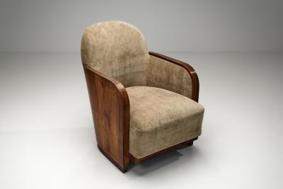 Barrel Shaped Art Deco Armchair Europe ca 1930s