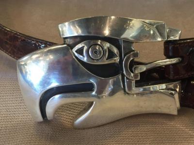 Barry Kieselstein Cord Barry Kieselstein Cord Large Eagle Head Sterling Alligator Belt