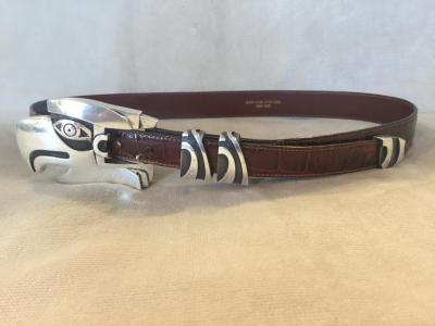 Barry Kieselstein Cord Barry Kieselstein Cord Large Eagle Head Sterling Alligator Belt