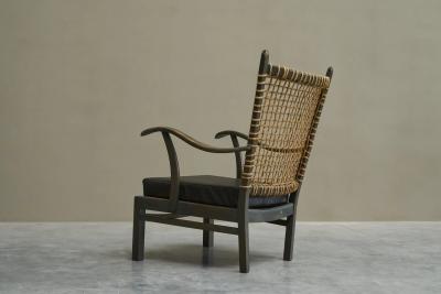 Bas Van Pelt Bas van Pelt Lounge Chair in Solid Wood and Rope The Netherlands 1940s
