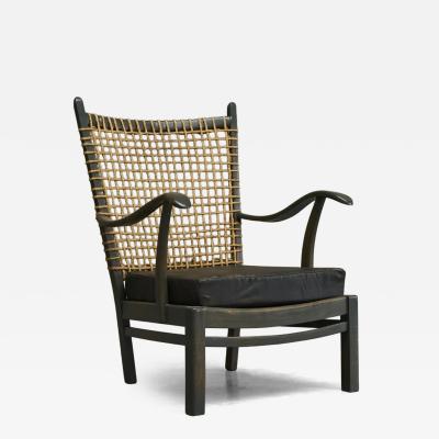 Bas Van Pelt Bas van Pelt Lounge Chair in Solid Wood and Rope The Netherlands 1940s