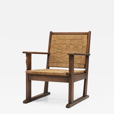 Bas Van Pelt Bas van Pelt attr Armchair with Woven Rush Seat and Back The Netherlands 1940s