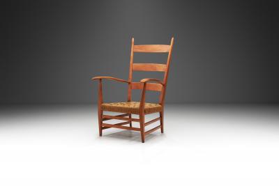 Bas Van Pelt Cherry Wood and Papercord Armchair by Bas Van Pelt Attr Netherlands 1940s