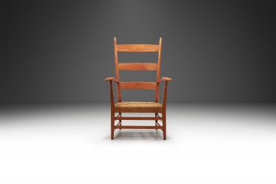 Bas Van Pelt Cherry Wood and Papercord Armchair by Bas Van Pelt Attr Netherlands 1940s