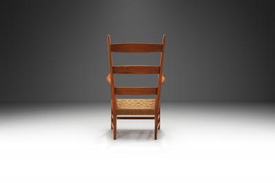 Bas Van Pelt Cherry Wood and Papercord Armchair by Bas Van Pelt Attr Netherlands 1940s