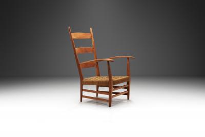 Bas Van Pelt Cherry Wood and Papercord Armchair by Bas Van Pelt Attr Netherlands 1940s