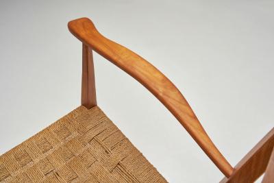 Bas Van Pelt Cherry Wood and Papercord Armchair by Bas Van Pelt Attr Netherlands 1940s