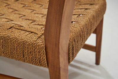 Bas Van Pelt Cherry Wood and Papercord Armchair by Bas Van Pelt Attr Netherlands 1940s