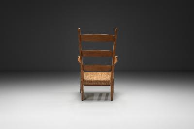 Bas Van Pelt High Back Chair with Wicker Seat by Bas van Pelt The Netherlands 1940s