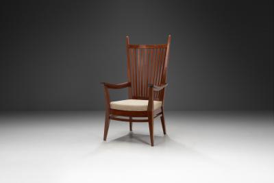Bas Van Pelt Wooden Armchair with Upholstered Seat by Bas van Pelt The Netherlands 1940s