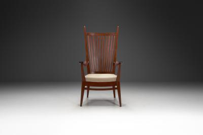 Bas Van Pelt Wooden Armchair with Upholstered Seat by Bas van Pelt The Netherlands 1940s