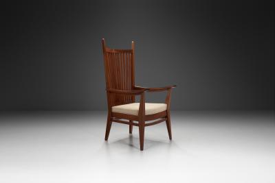 Bas Van Pelt Wooden Armchair with Upholstered Seat by Bas van Pelt The Netherlands 1940s
