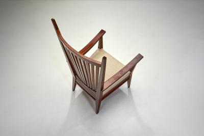 Bas Van Pelt Wooden Armchair with Upholstered Seat by Bas van Pelt The Netherlands 1940s