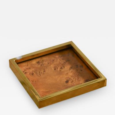 Basket tray in brass and briar