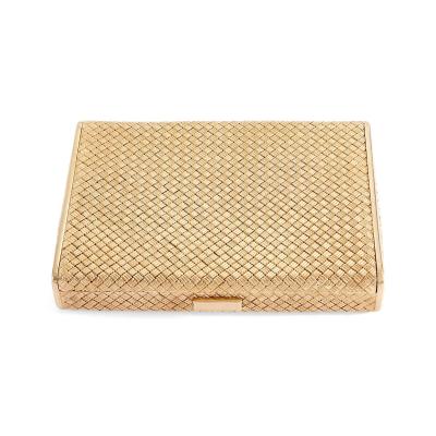 Basket weave design 18k gold cigarette box