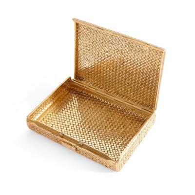 Basket weave design 18k gold cigarette box
