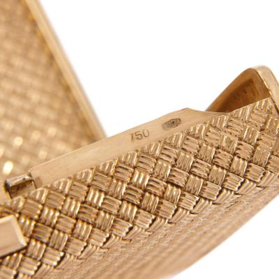 Basket weave design 18k gold cigarette box