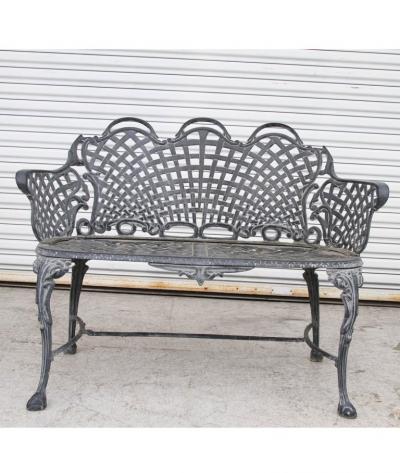 Basketweave Cast Aluminum Triple Arch Settee