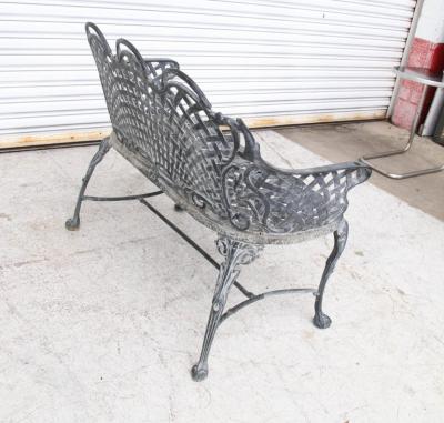 Basketweave Cast Aluminum Triple Arch Settee